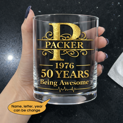 Glass Whiskey Age personalized name, year, letter for birthday Hot Sale