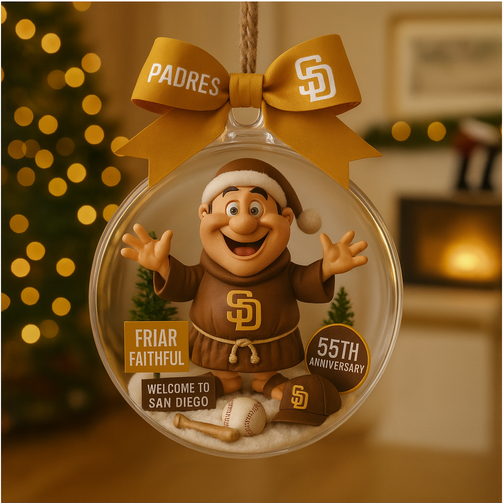 Christmas tree pendant with cute mascot and uniform of American baseball team - Ornament