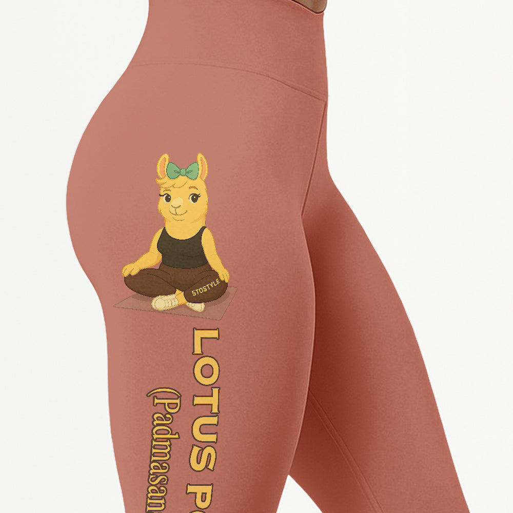 Lotus Pose (Padmasana) Chill Llama Yoga Pants All-Over Print Women's High Waist Leggings | 5To9Style