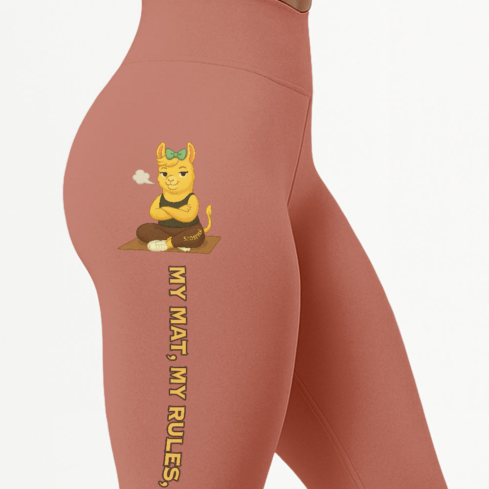 My Mat, My Rules, My Ass Chill Llama Yoga Pants All-Over Print Women's High Waist Leggings | 5To9Style