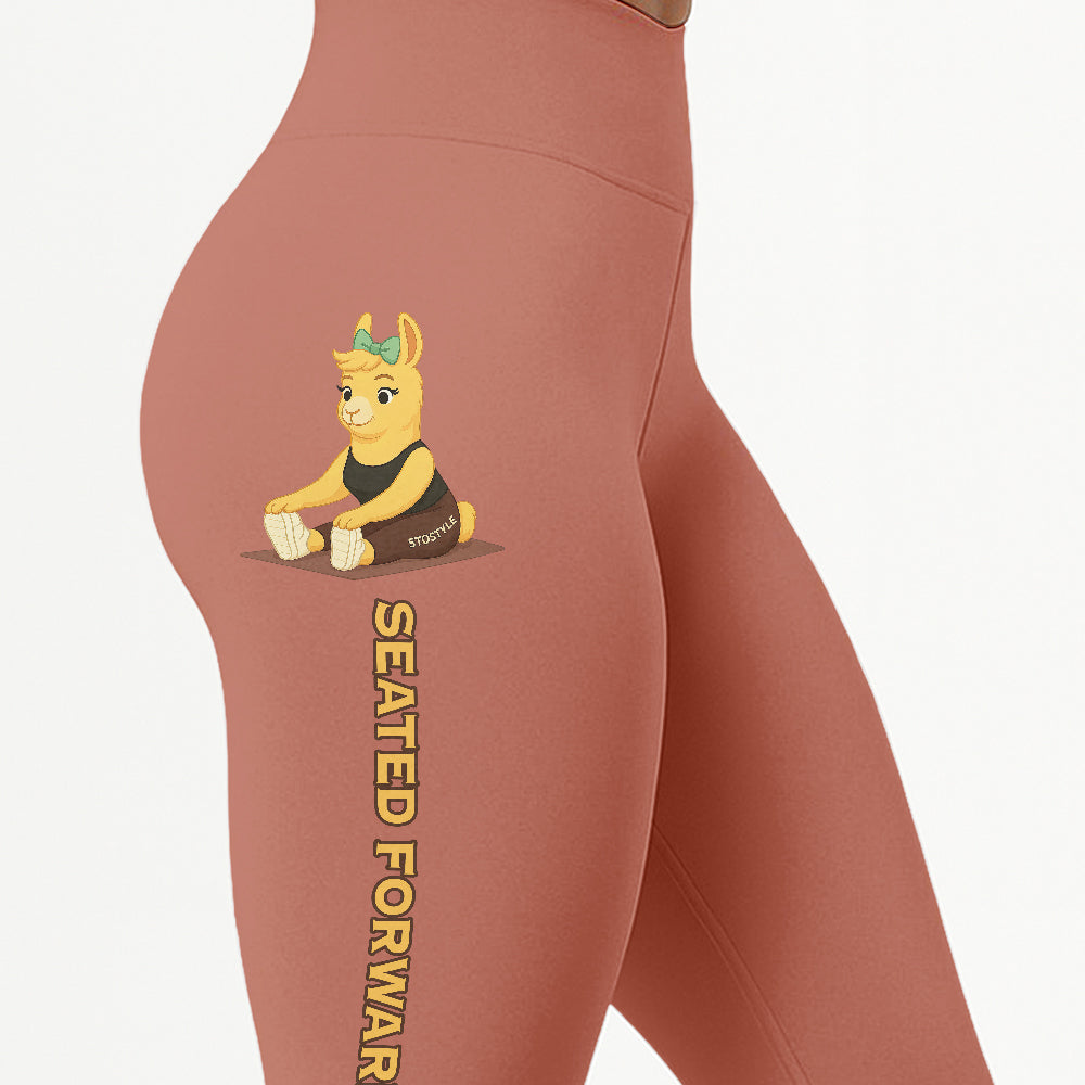 Seated Forward Bend Chill Llama Yoga Pants All-Over Print Women's High Waist Leggings | 5To9Style