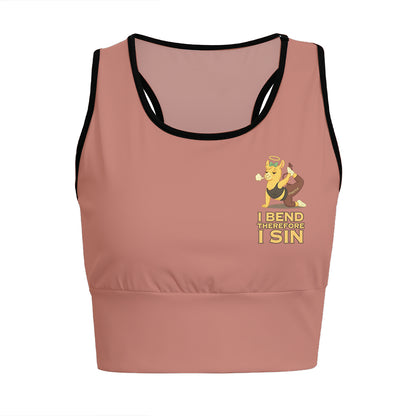 I Bend, Therefore I Sin Chill Llama Yoga Women's Sports Bra