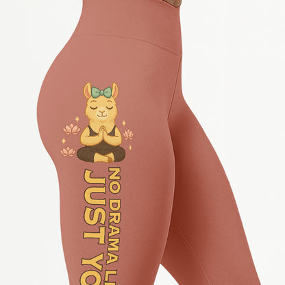 No Drama Llama, Just Yoga Lover Chill Llama Yoga Pants All-Over Print Women's High Waist Leggings | 5To9Style
