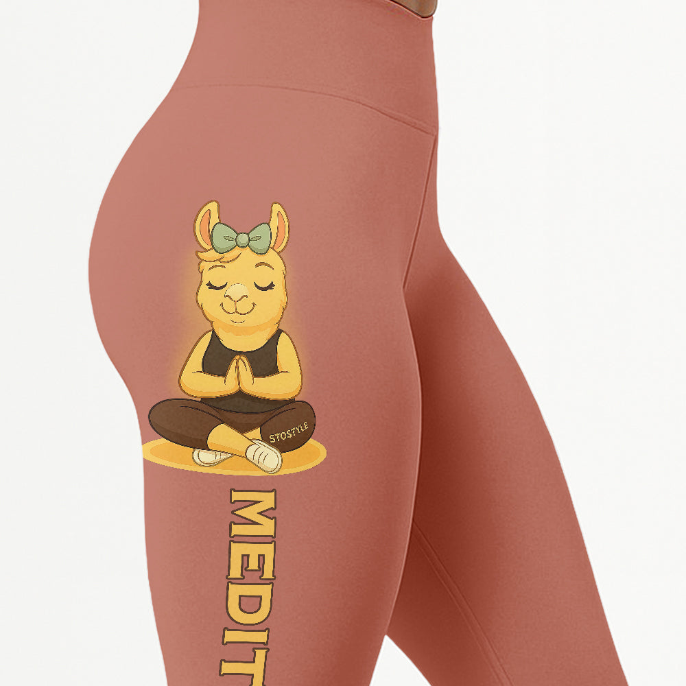 Medition Lover Cool Chill Llama Yoga Pants All-Over Print Women's High Waist Leggings | 5To9Style
