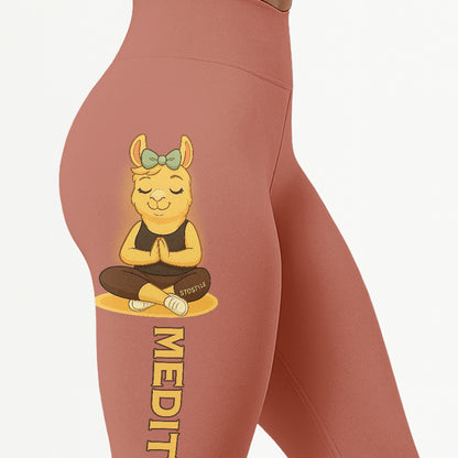 Medition Lover Cool Chill Llama Yoga Pants All-Over Print Women's High Waist Leggings | 5To9Style