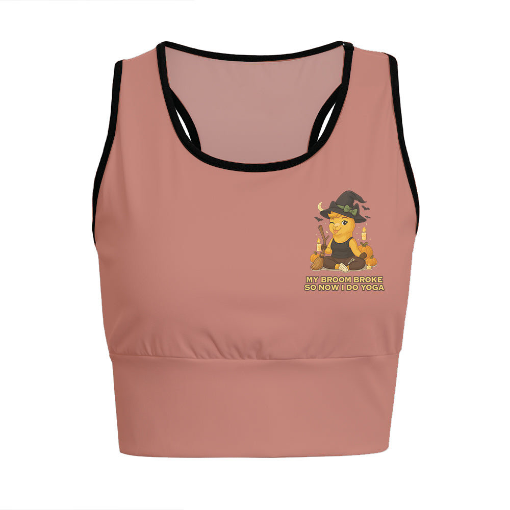 My Broom Broke So Now I Do Yoga Chill Llama Yoga Women's Sports Bra