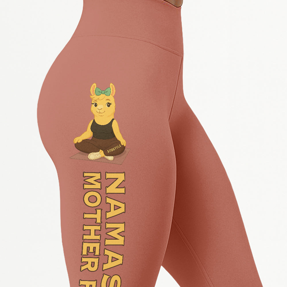 Namaste Mother Fuck Chill Llama Yoga Pants All-Over Print Women's High Waist Leggings | 5To9Style