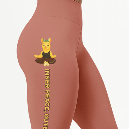 Inner Peace, Outer Slut Chill Llama Yoga Pants All-Over Print Women's High Waist Leggings | 5To9Style