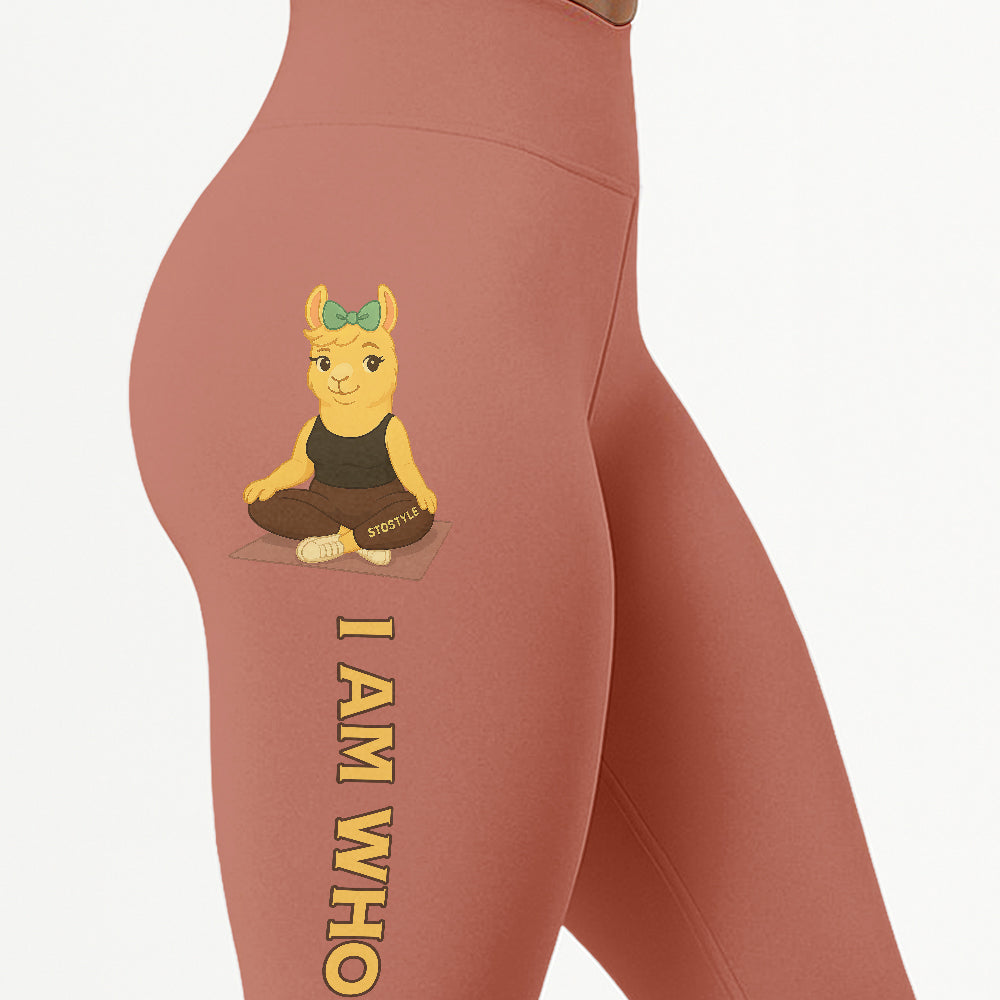 I Am Who I Am Chill Llama Yoga Pants All-Over Print Women's High Waist Leggings | 5To9Style