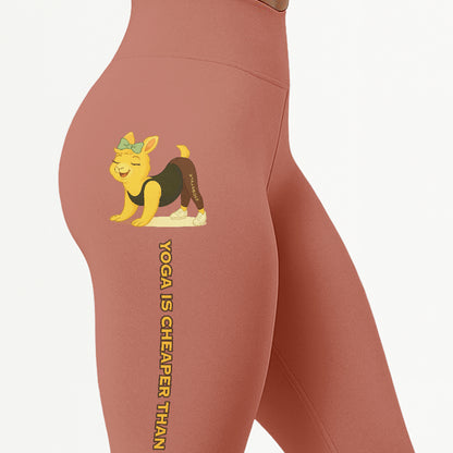 Yoga Is Cheaper Than Therapy Chill Llama Yoga Pants All-Over Print Women's High Waist Leggings | 5To9Style