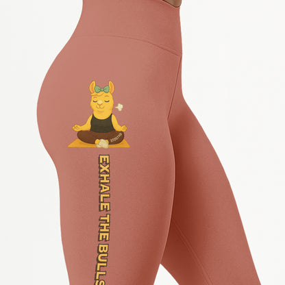 Exhale The Bullsh Chill Llama Yoga Pants All-Over Print Women's High Waist Leggings | 5To9Style