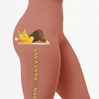 Savasana = Nap Porn Chill Llama Yoga Pants All-Over Print Women's High Waist Leggings | 5To9Style