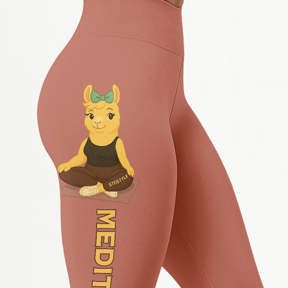 Medition Cool Chill Llama Yoga Pants All-Over Print Women's High Waist Leggings | 5To9Style