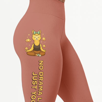 No Drama Llama, Just Yoga Cool Chill Llama Yoga Pants All-Over Print Women's High Waist Leggings | 5To9Style