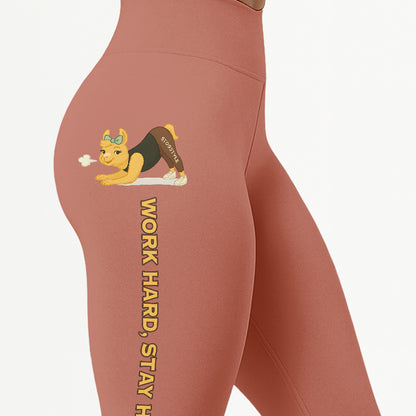 Work Hard, Stay Humble Chill Llama Yoga Pants All-Over Print Women's High Waist Leggings | 5To9Style