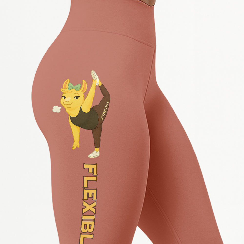 Flexible AF Chill Llama Yoga Pants All-Over Print Women's High Waist Leggings | 5To9Style