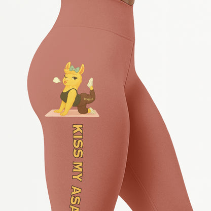 Kiss My Asana Chill Llama Yoga Pants All-Over Print Women's High Waist Leggings | 5To9Style
