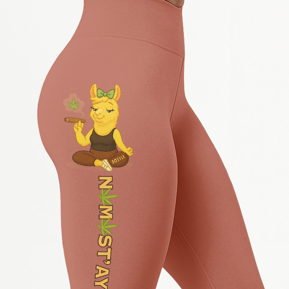 Namastâ€™ay High Chill Llama Yoga Pants All-Over Print Women's High Waist Leggings | 5To9Style