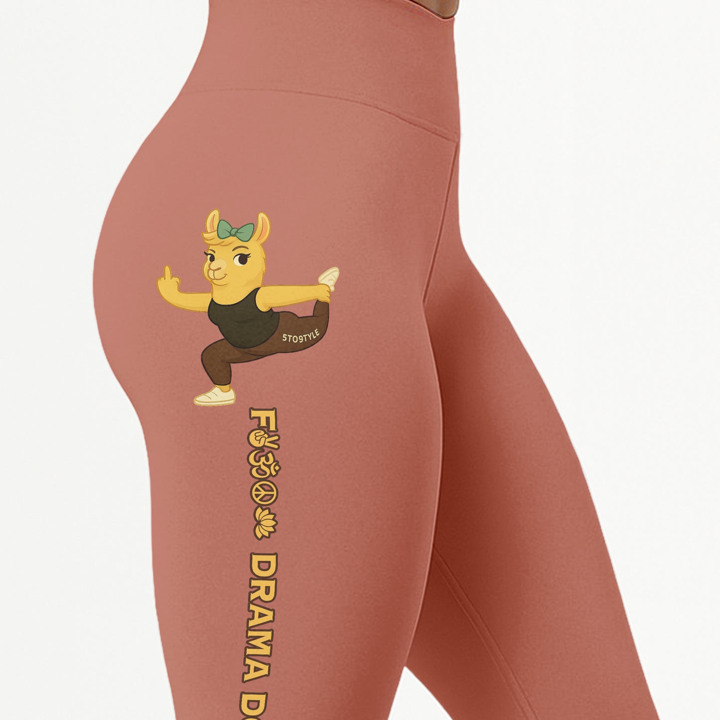 Fck Drama Do Yoga Cool Chill Llama Yoga Pants All-Over Print Women's High Waist Leggings | 5To9Style