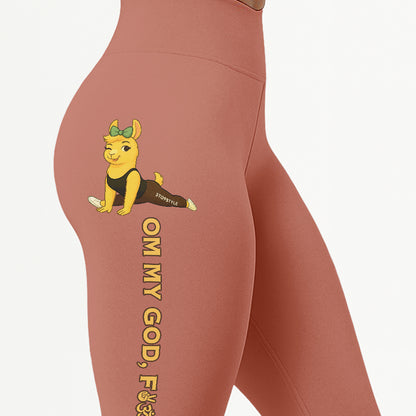 Om My God, Fck Yes Chill Llama Yoga Pants All-Over Print Women's High Waist Leggings | 5To9Style