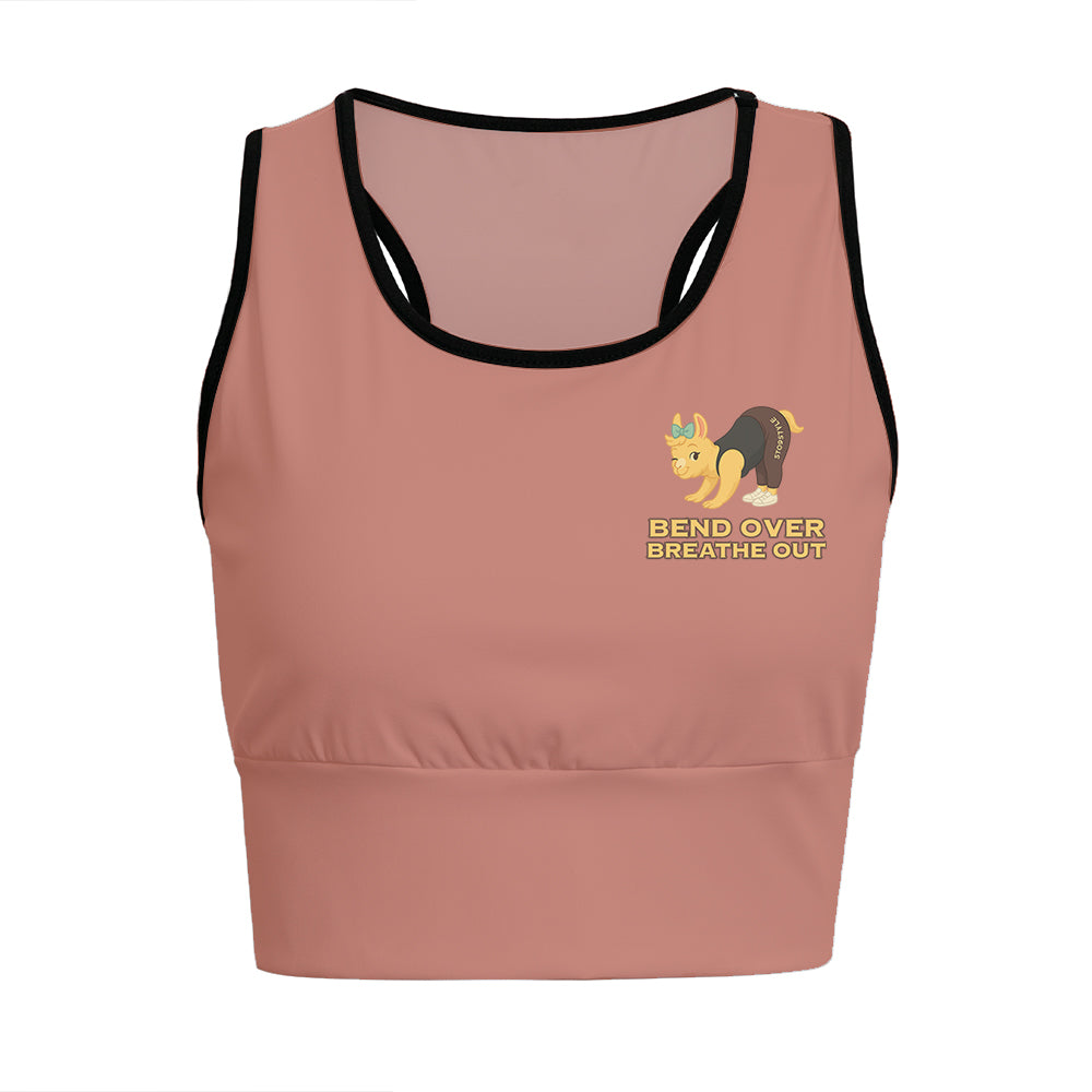 Bend Over, Breathe Out Chill Llama Yoga Women's Sports Bra