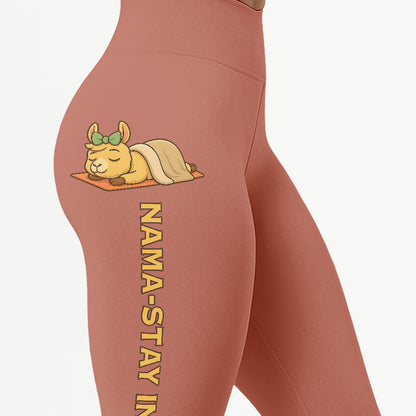 Nama-stay In Bed Chill Llama Yoga Pants All-Over Print Women's High Waist Leggings | 5To9Style