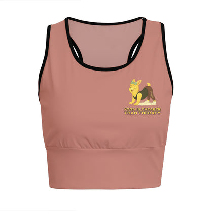 Yoga Is Cheaper Than Therapy Chill Llama Yoga Women's Sports Bra