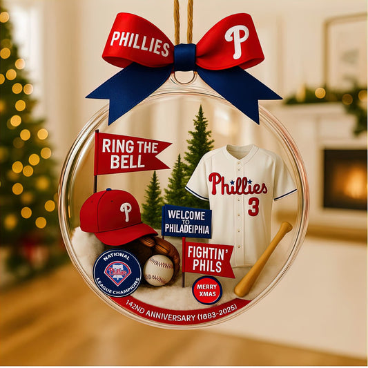 Baseball Christmas tree pendant with cute mascot and uniform of American baseball team - Ornament