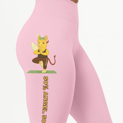 50% Angel 50% Devil Chill Llama Yoga Pants All-Over Print Women's High Waist Leggings | 5To9Style