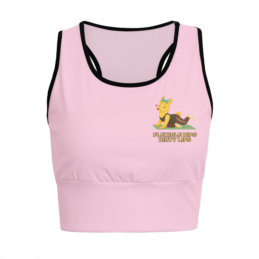 Flexible Hips, Dirty Lips Chill Llama Yoga Women's Sports Bra