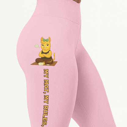 My Mat, My Rules, My Ass Chill Llama Yoga Pants All-Over Print Women's High Waist Leggings | 5To9Style