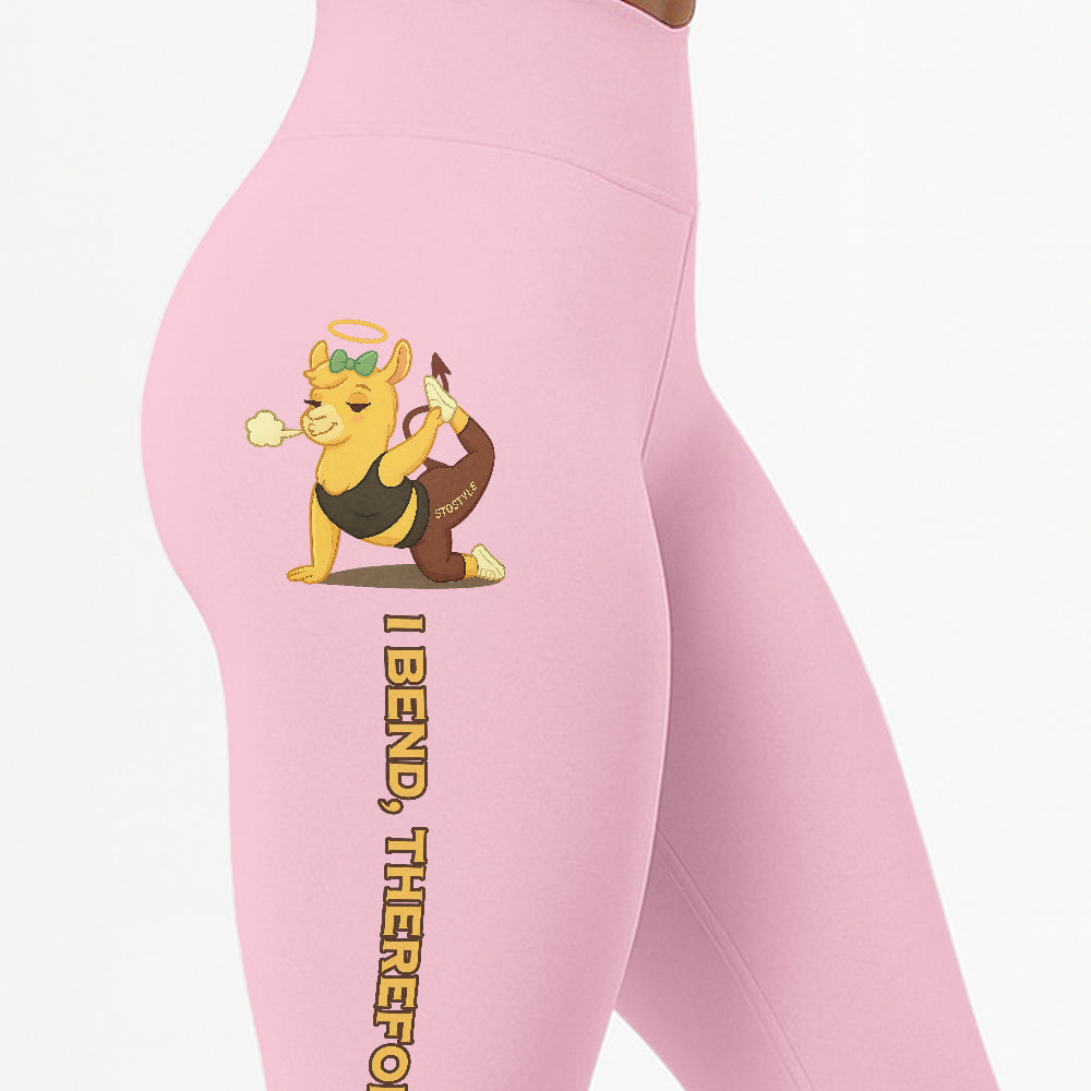 I Bend, Therefore I Sin Chill Llama Yoga Pants All-Over Print Women's High Waist Leggings | 5To9Style