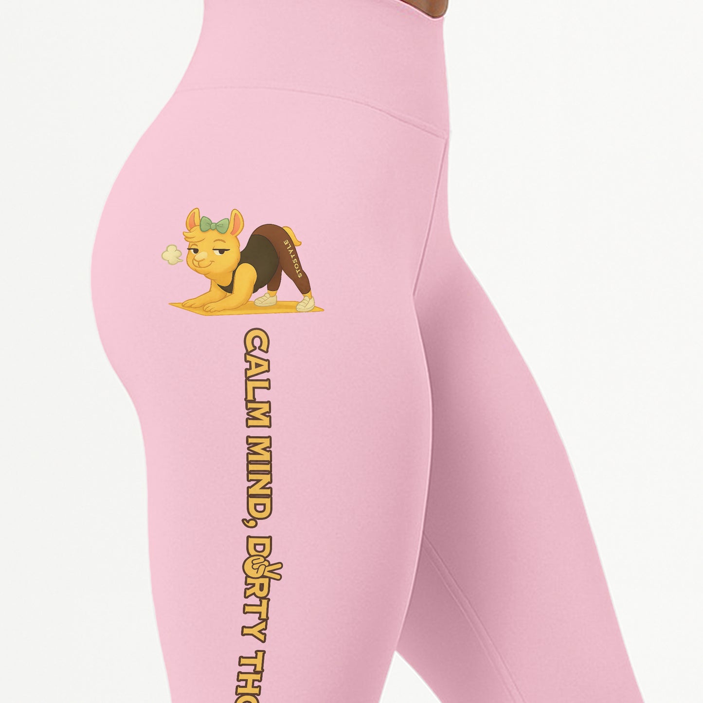 Calm Mind, Dirty Thoughts Chill Llama Yoga Pants All-Over Print Women's High Waist Leggings | 5To9Style