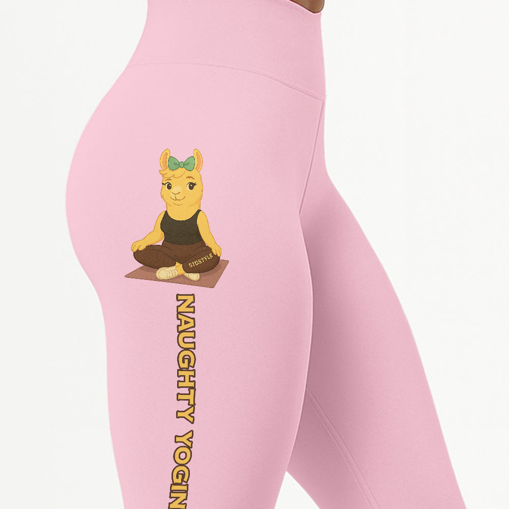 Naughty Yogini Vibes Chill Llama Yoga Pants All-Over Print Women's High Waist Leggings | 5To9Style