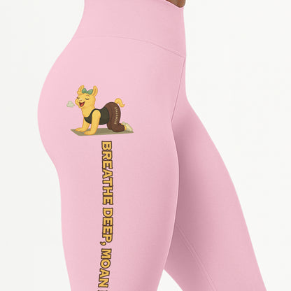 Breathe Deep, Moan Louder Chill Llama Yoga Pants All-Over Print Women's High Waist Leggings | 5To9Style