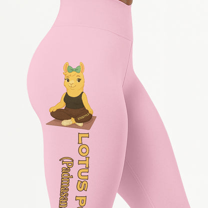 Lotus Pose (Padmasana) Chill Llama Yoga Pants All-Over Print Women's High Waist Leggings | 5To9Style