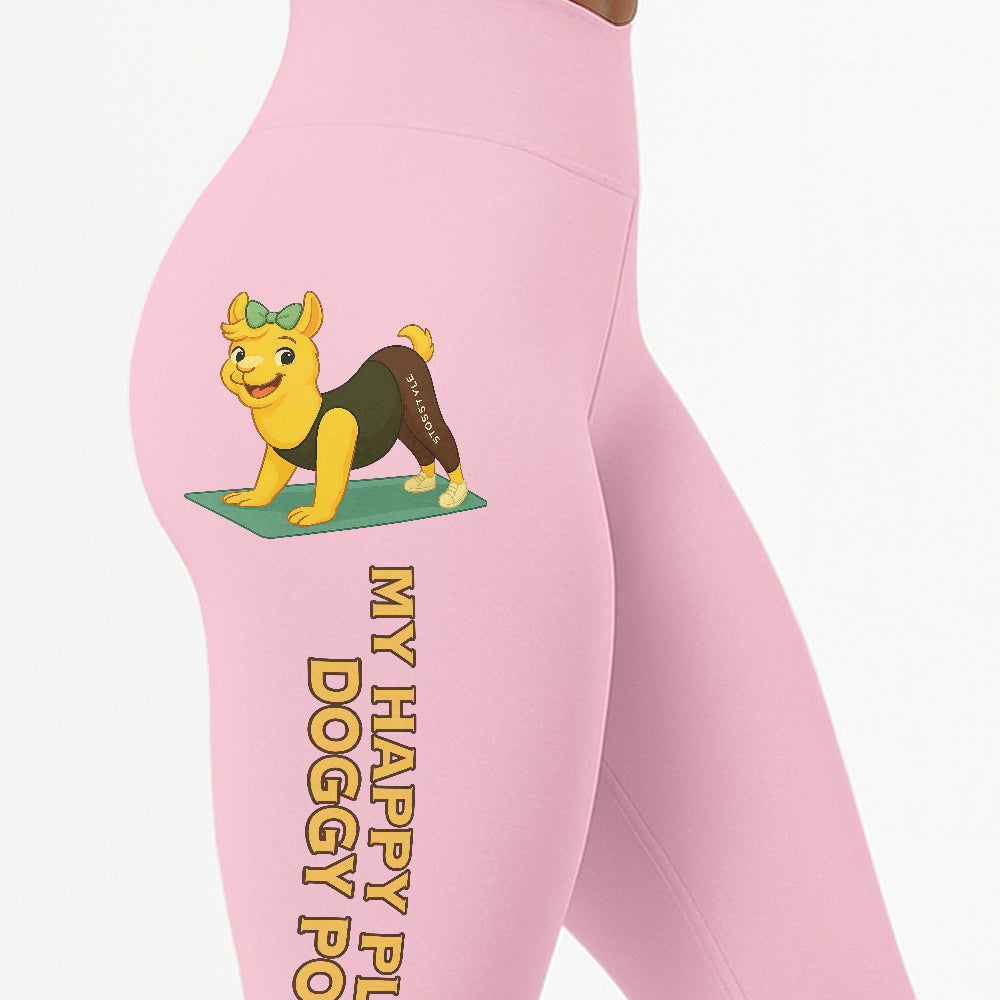 My Happy Place Chill Llama Yoga Pants All-Over Print Women's High Waist Leggings | 5To9Style