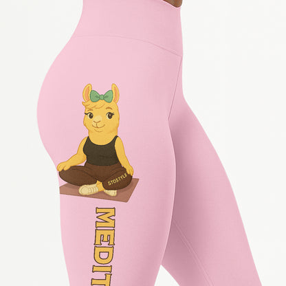 Medition Cool Chill Llama Yoga Pants All-Over Print Women's High Waist Leggings | 5To9Style