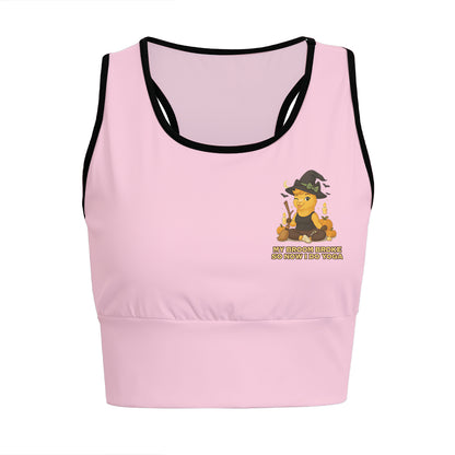 My Broom Broke So Now I Do Yoga Chill Llama Yoga Women's Sports Bra