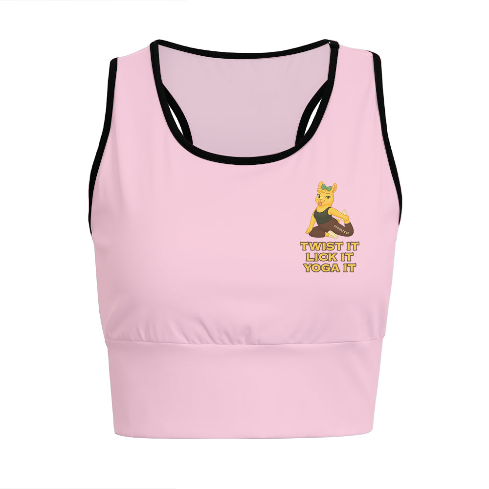 Twist It, Lick It, Yoga It Chill Llama Yoga Women's Sports Bra