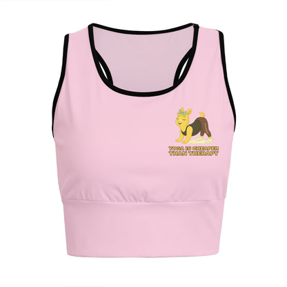 Yoga Is Cheaper Than Therapy Chill Llama Yoga Women's Sports Bra