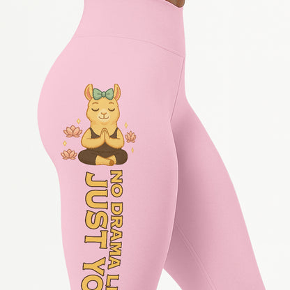 No Drama Llama, Just Yoga Lover Chill Llama Yoga Pants All-Over Print Women's High Waist Leggings | 5To9Style