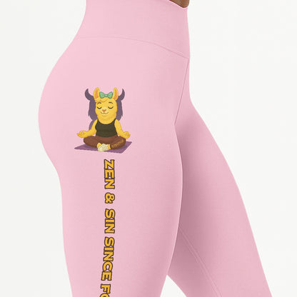 Zen & Sin Since Forever Chill Llama Yoga Pants All-Over Print Women's High Waist Leggings | 5To9Style