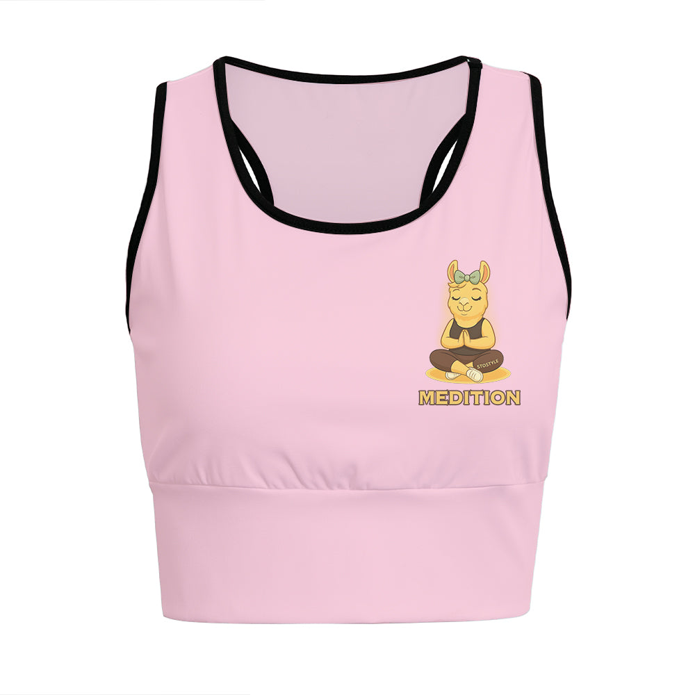 Medition Cool Chill Llama Yoga Women's Sports Bra