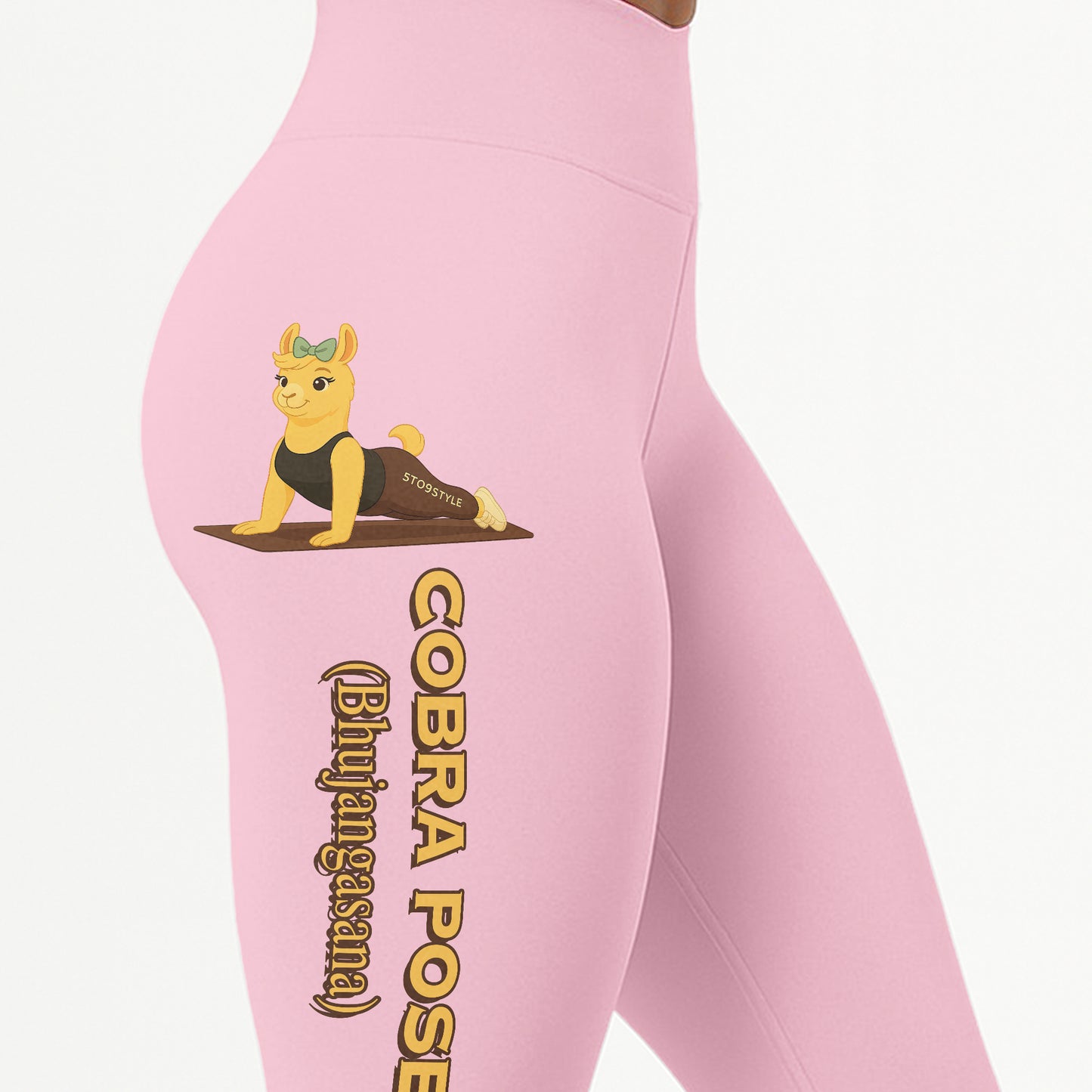 Cobra Pose (Bhujangasana) Chill Llama Yoga Pants All-Over Print Women's High Waist Leggings | 5To9Style
