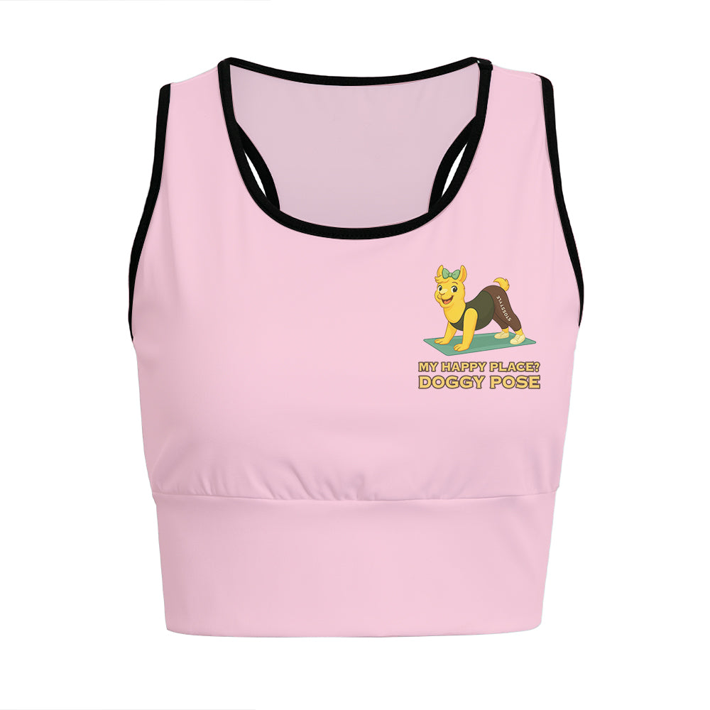 My Happy Place Doggy Pose Chill Llama Yoga Women's Sports Bra