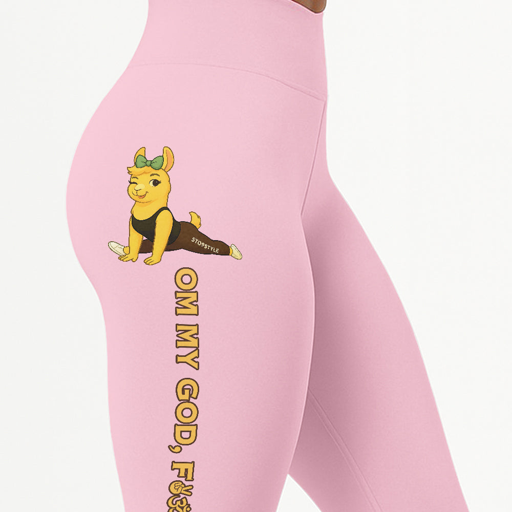 Om My God, Fck Yes Chill Llama Yoga Pants All-Over Print Women's High Waist Leggings | 5To9Style