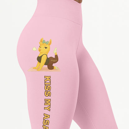 Kiss My Asana Chill Llama Yoga Pants All-Over Print Women's High Waist Leggings | 5To9Style