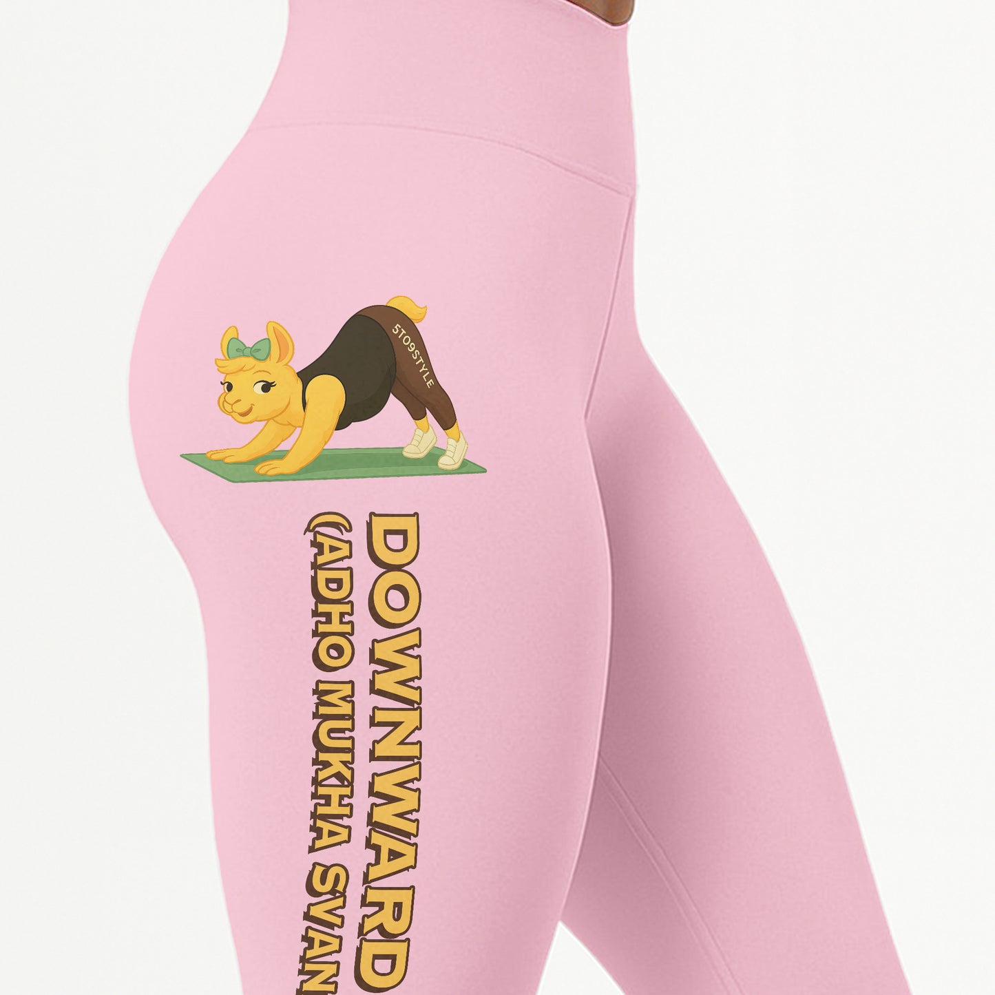 Downward Dog (Adho Mukha Svanasana) Chill Llama Yoga Pants All-Over Print Women's High Waist Leggings | 5To9Style