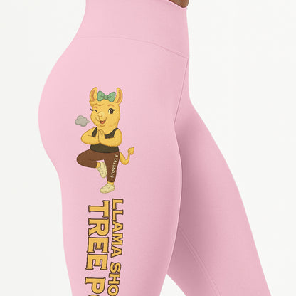 Llama Show You Tree Pose Chill Llama Yoga Pants All-Over Print Women's High Waist Leggings | 5To9Style
